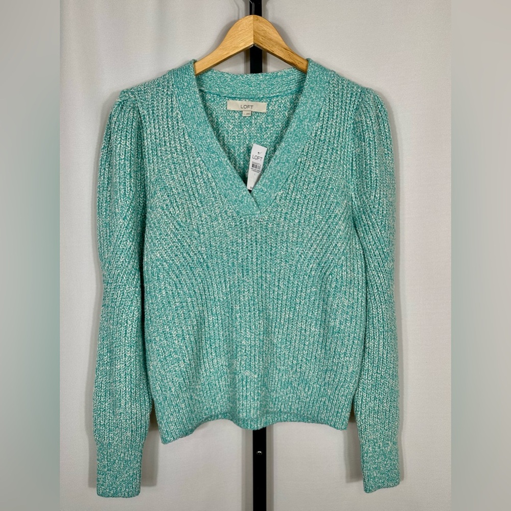 ✨ NWT Loft Women’s Teal V-Neck Sweater Large